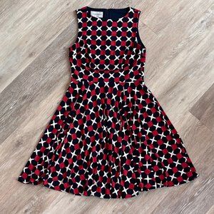 Donna Morgan Red/Navy/White Fit & Flare Dress